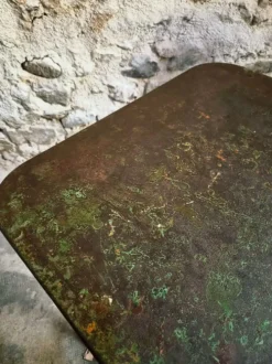 Table bistrot pliante française ancienne avec paire de chaises de jardin vintage