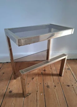 Table d’appoint vintage 23 ct, porte revues design Belgo Chrom