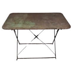 Table de jardin pliante bistrot fer vintage début XXe