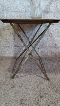 Table de jardin pliante bistrot fer vintage début XXe