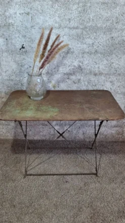 Table de jardin pliante bistrot fer vintage début XXe