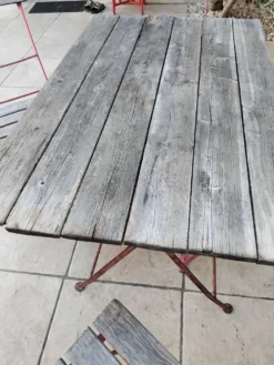 Table et 4 chaises de guinguette anciennes, circa 1900