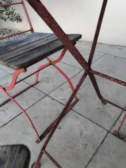 Table et 4 chaises de guinguette anciennes, circa 1900