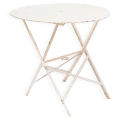 Table pliante ronde française vintage en fer