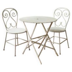 Table pliante ronde française vintage en fer