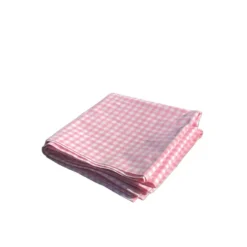 Taie de traversin en coton vichy rose