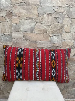 Taie d'oreiller marocaine, housse de coussin berbère, taie d'oreiller tissé
