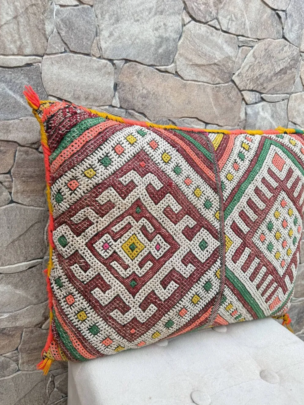 Taie d'oreiller marocaine, housse de coussin berbère, taie d'oreiller tissé