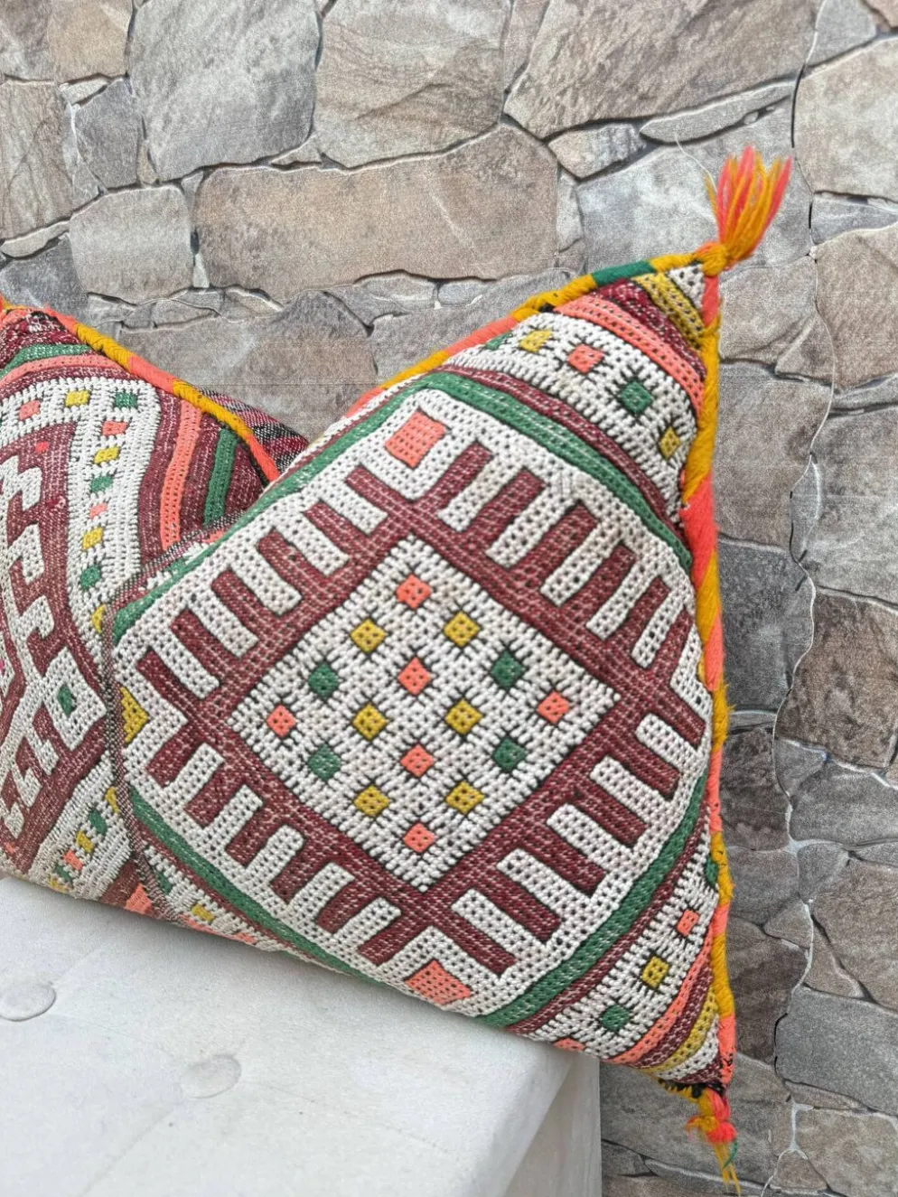 Taie d'oreiller marocaine, housse de coussin berbère, taie d'oreiller tissé