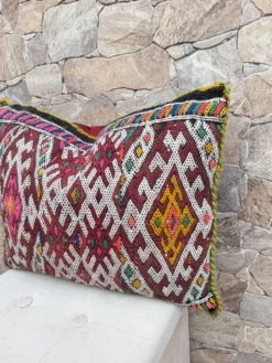 Taie d'oreiller marocaine, housse de coussin berbère, taie d'oreiller tissé