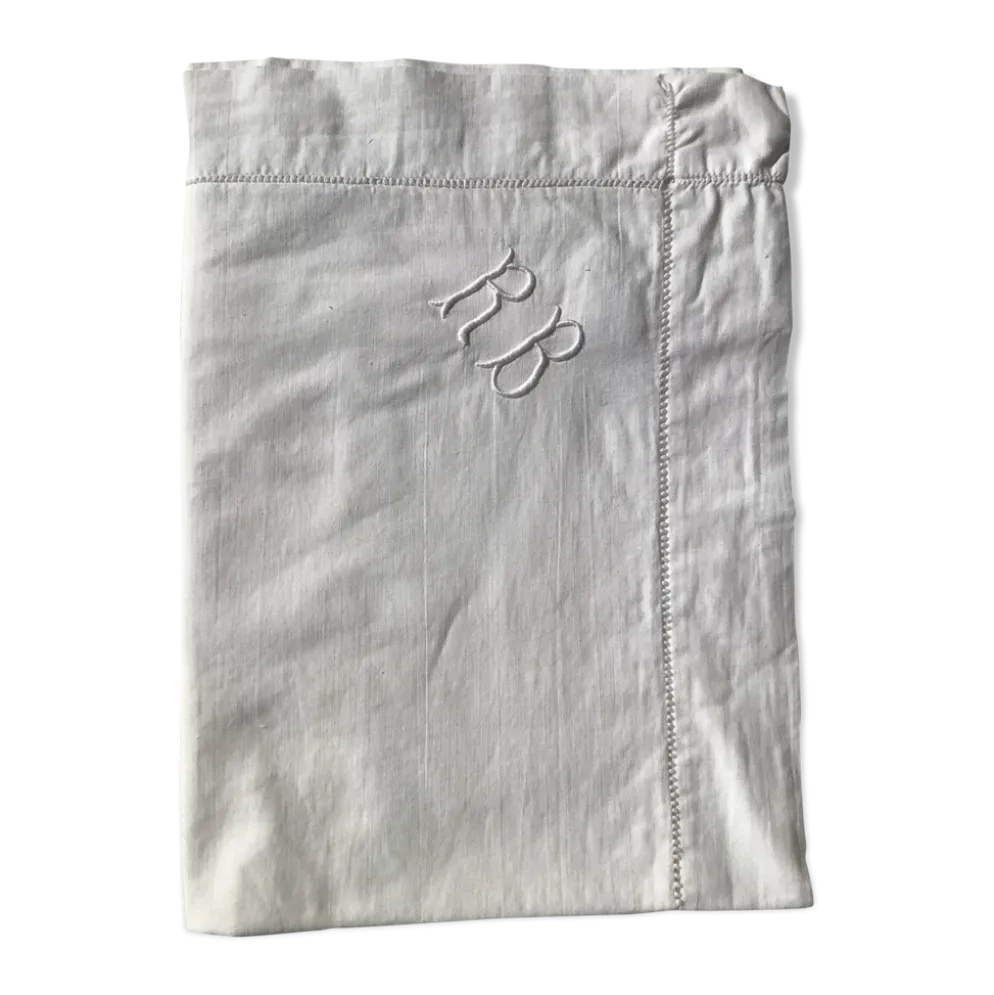 Taie d’oreiller monogramme RB jour croisé
