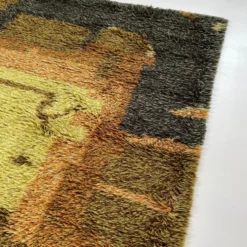Tapis abstrait scandinave multicolore à poils hauts rya, suède, années 1960