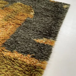 Tapis abstrait scandinave multicolore à poils hauts rya, suède, années 1960