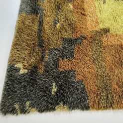 Tapis abstrait scandinave multicolore à poils hauts rya, suède, années 1960