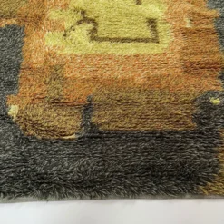 Tapis abstrait scandinave multicolore à poils hauts rya, suède, années 1960