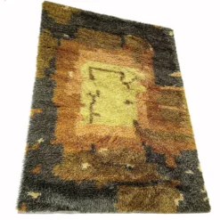Tapis abstrait scandinave multicolore à poils hauts rya, suède, années 1960