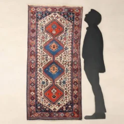Tapis asiatique ancien en laine, noué fin, fait main 72 x 33 In