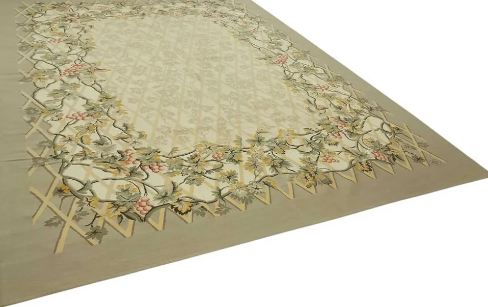 Tapis Aubusson vintage européen fait main 268 cm x 355 cm