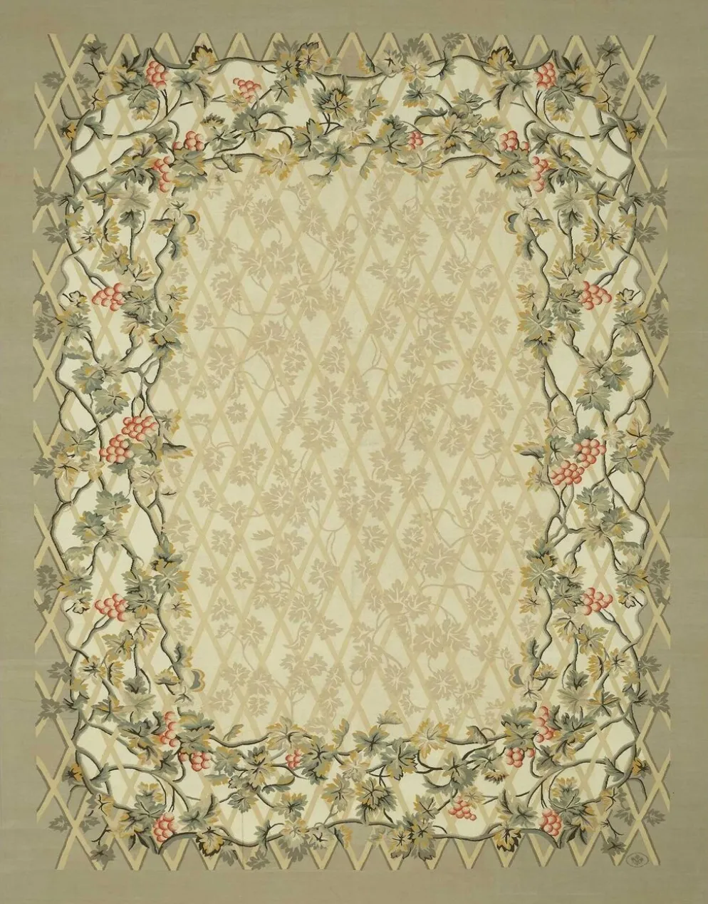 Tapis Aubusson vintage européen fait main 268 cm x 355 cm