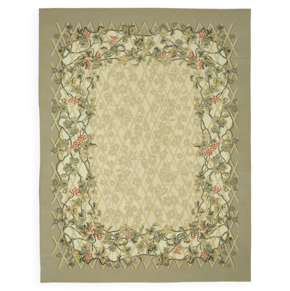 Tapis Aubusson vintage européen fait main 268 cm x 355 cm