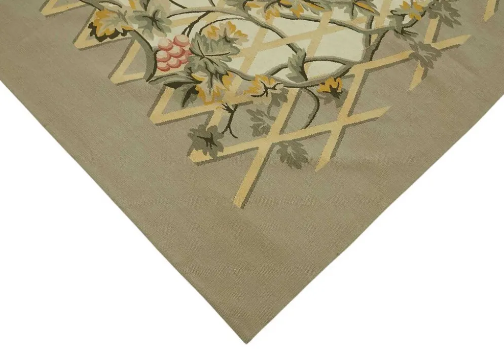 Tapis Aubusson vintage européen fait main 268 cm x 355 cm