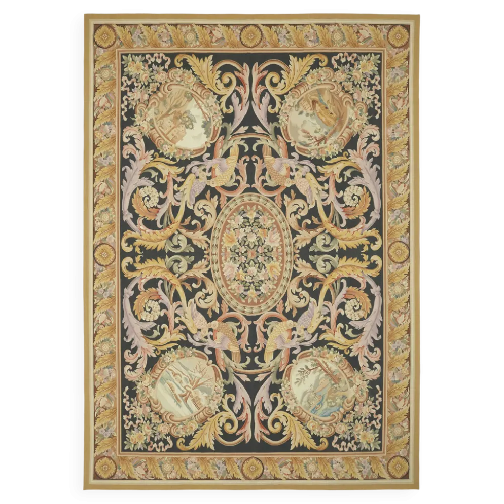 Tapis Aubusson vintage européen fait main 296 cm x 426 cm