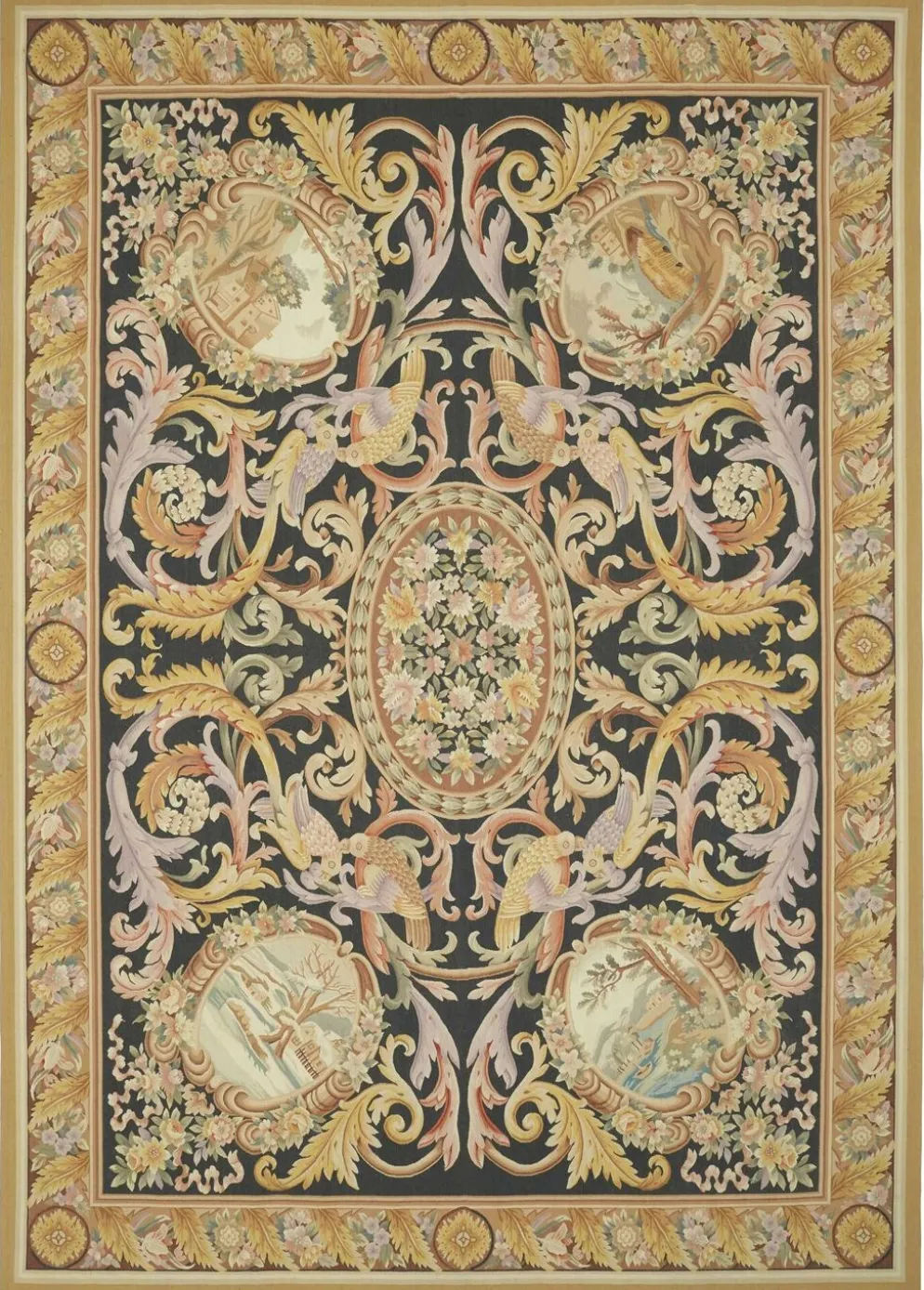 Tapis Aubusson vintage européen fait main 296 cm x 426 cm