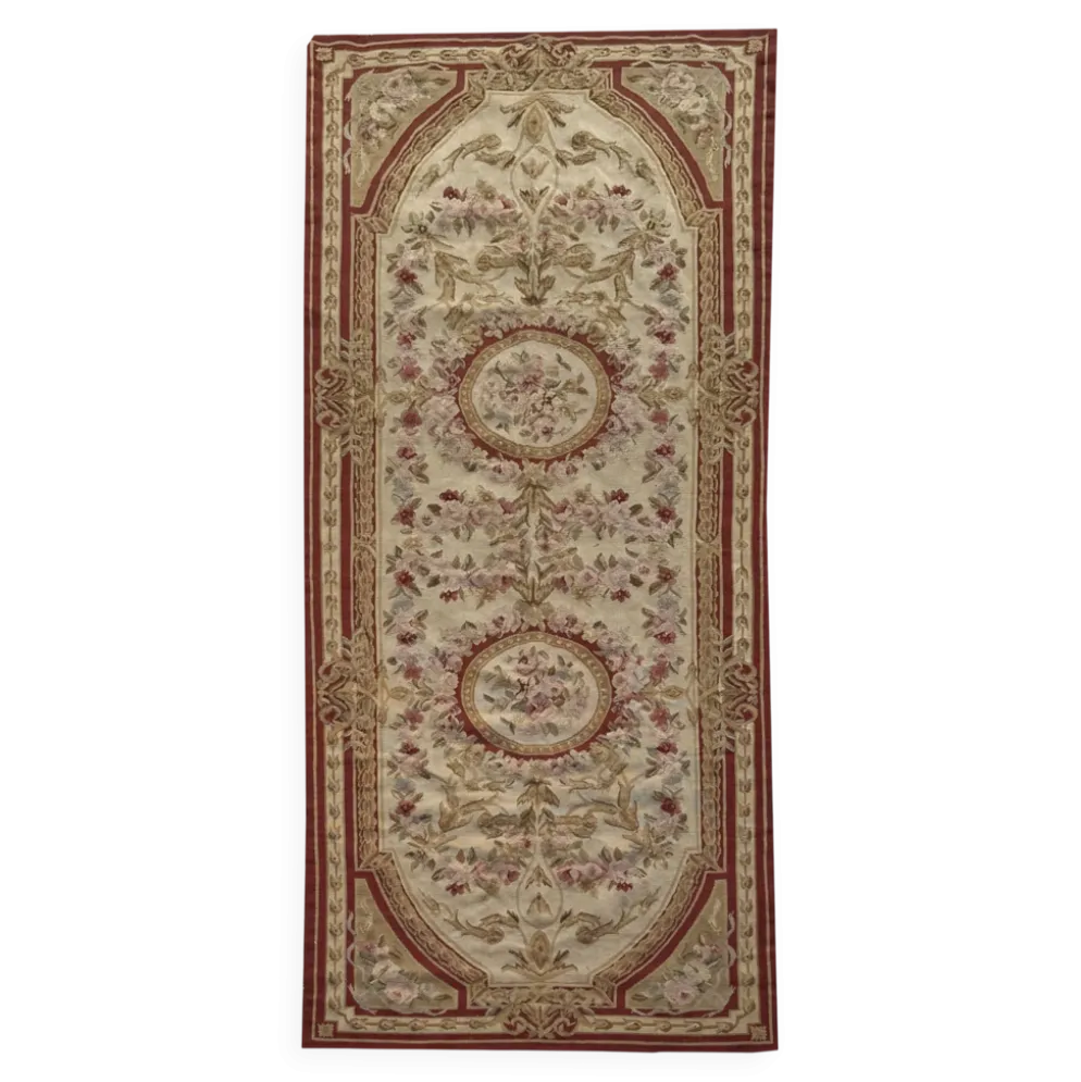 Tapis aux points noués de style Aubusson – 2.45 x 090 Mètres -