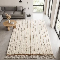 Tapis beni ourain en laine pure fait main traditionnelle taille 150/250 cm
