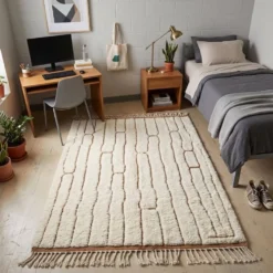 Tapis beni ourain en laine pure fait main traditionnelle taille 150/250 cm