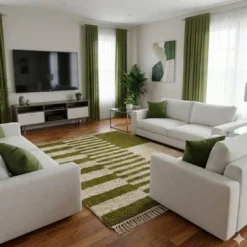 Tapis beni ourain en laine pure fait main vert 1.5/2.5 m