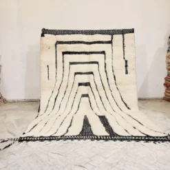 Tapis beni ourain en laine pure fait main traditionnelle taille 2/3 m
