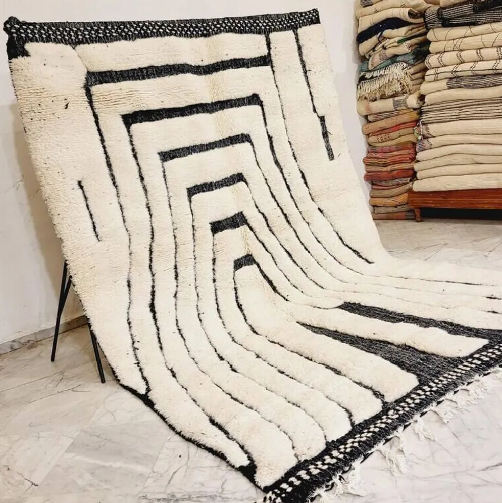 Tapis beni ourain en laine pure fait main traditionnelle taille 2/3 m