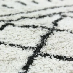 Tapis berbere 80 x 180 cm blanc motif noir