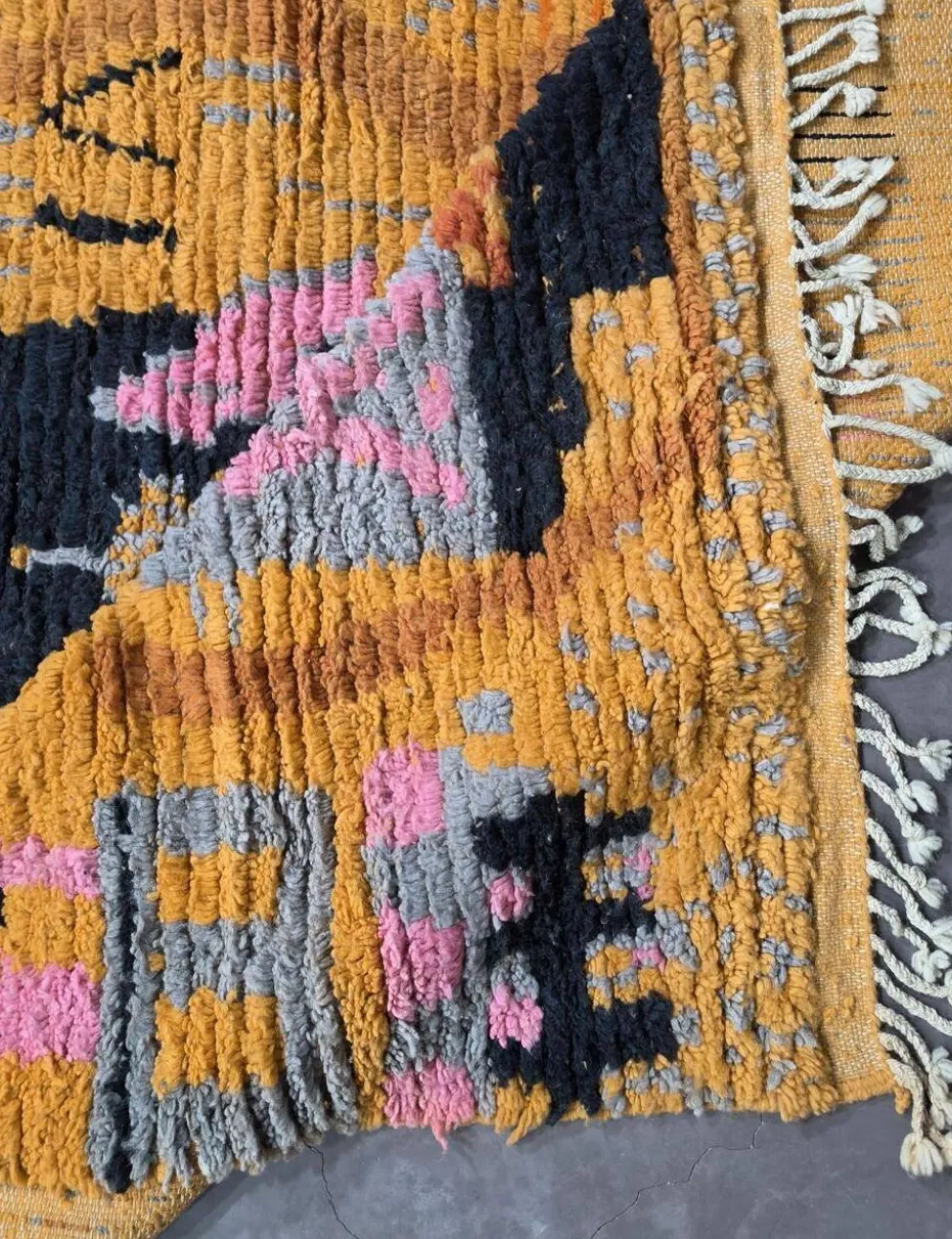 Tapis Berbère Abstrait Jaune - 253 x 200 cm