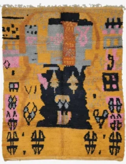Tapis Berbère Abstrait Jaune - 253 x 200 cm