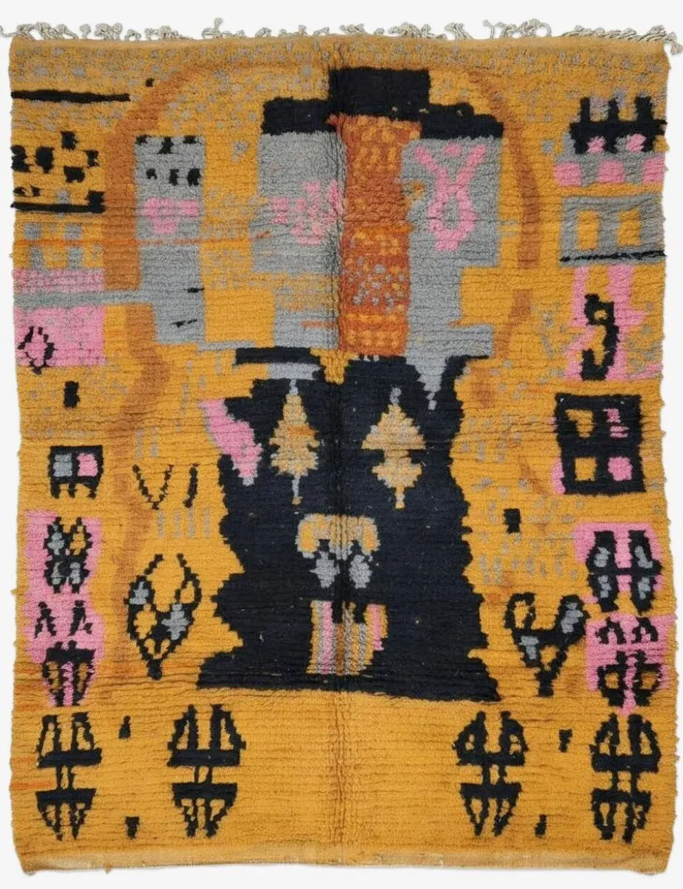 Tapis Berbère Abstrait Jaune - 253 x 200 cm