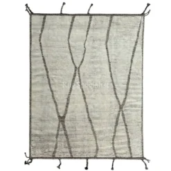 Tapis berbère au design contemporain marocain. 100 % laine. Tapis Beni Ourain fait à la main.