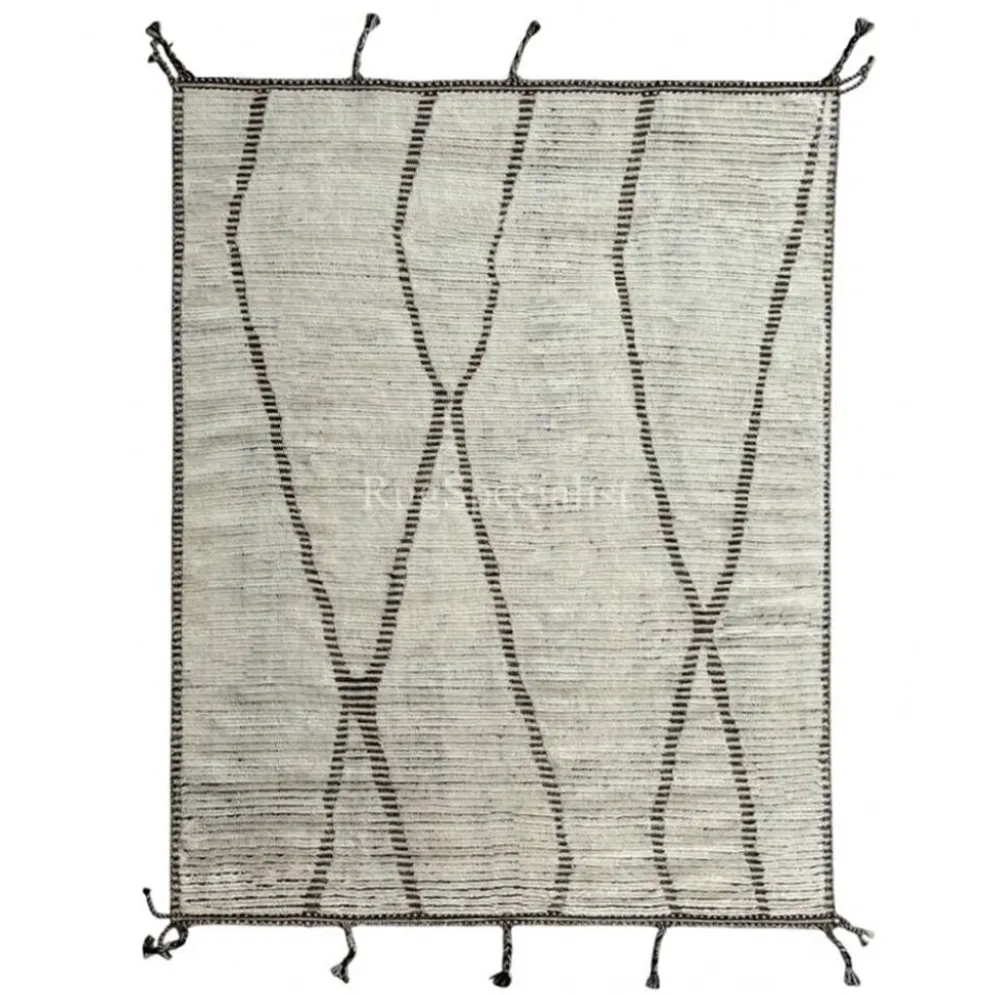 Tapis berbère au design contemporain marocain. 100 % laine. Tapis Beni Ourain fait à la main.