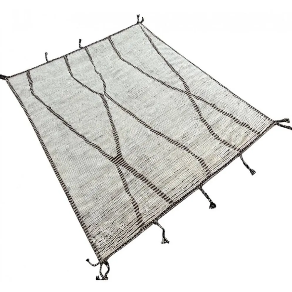 Tapis berbère au design contemporain marocain. 100 % laine. Tapis Beni Ourain fait à la main.