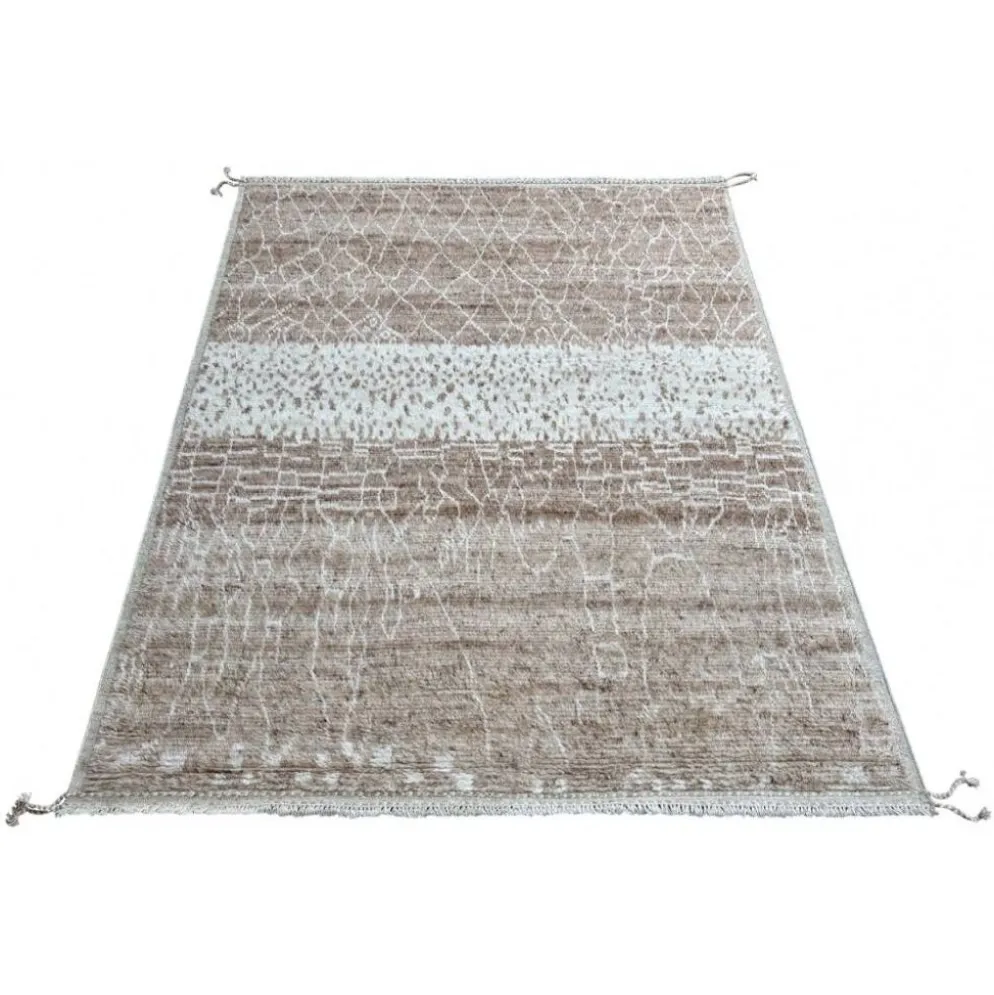 Tapis berbère au design moderne marocain. 100 % laine. Tapis Beni Ourain noué à la main.