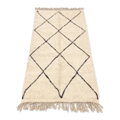 Tapis berbère Beni Ouarain écru et noir en laine