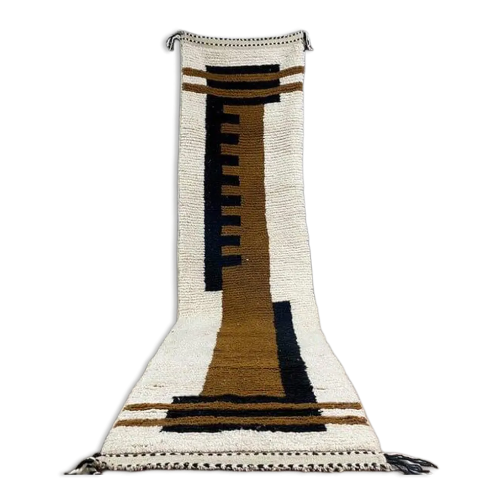 Tapis berbère en laine pure de passage traditionnelle taille 75/300 cm