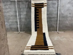 Tapis berbère en laine pure de passage traditionnelle taille 75/300 cm