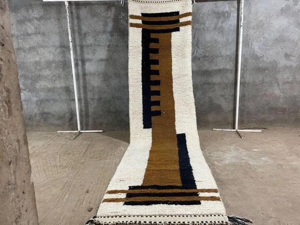 Tapis berbère en laine pure de passage traditionnelle taille 75/300 cm