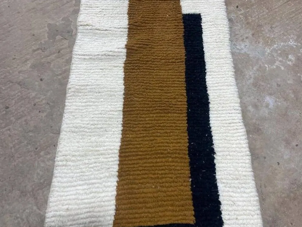 Tapis berbère en laine pure de passage traditionnelle taille 75/300 cm