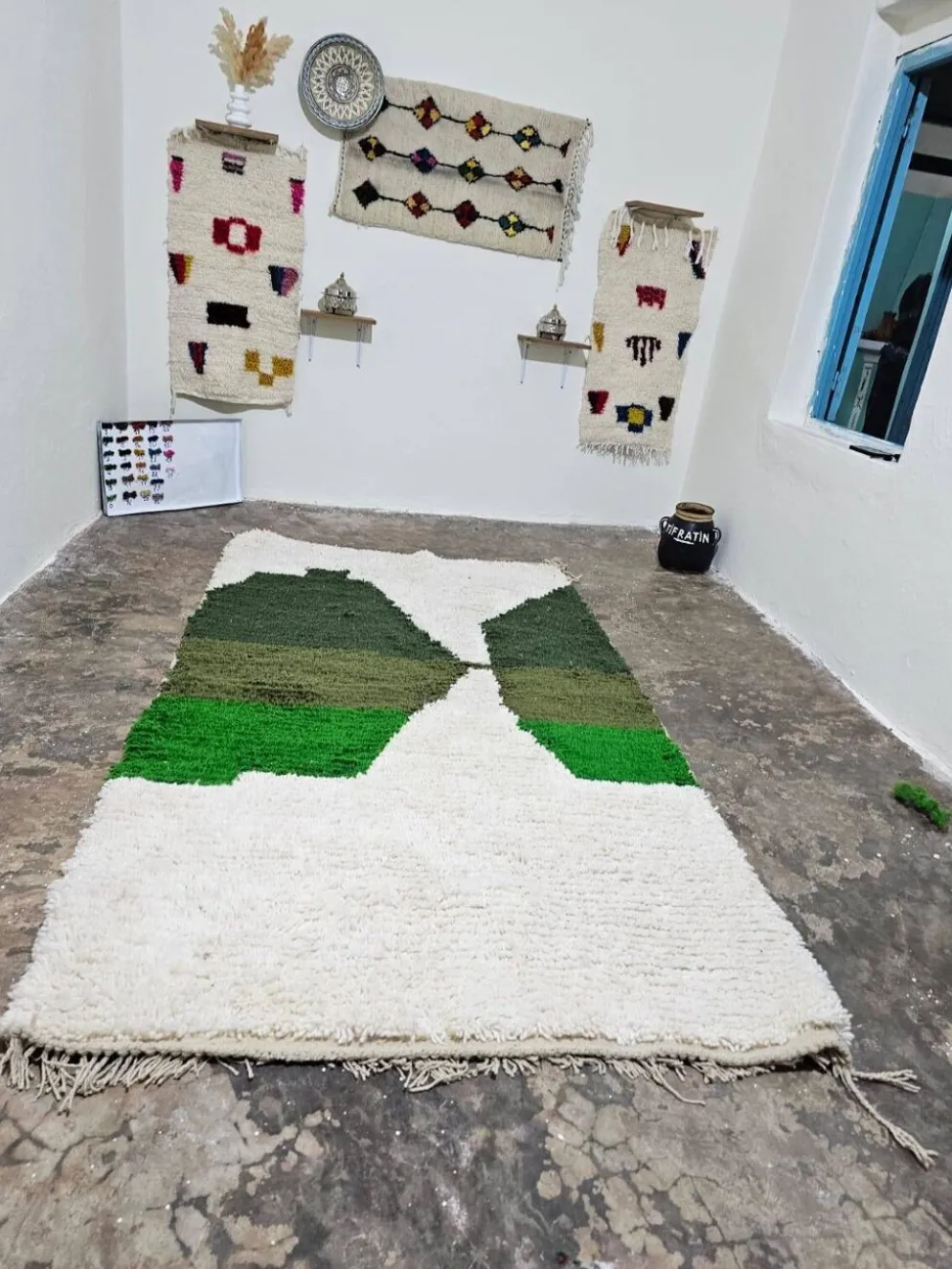 Tapis berbère vert en laine 140/260cm