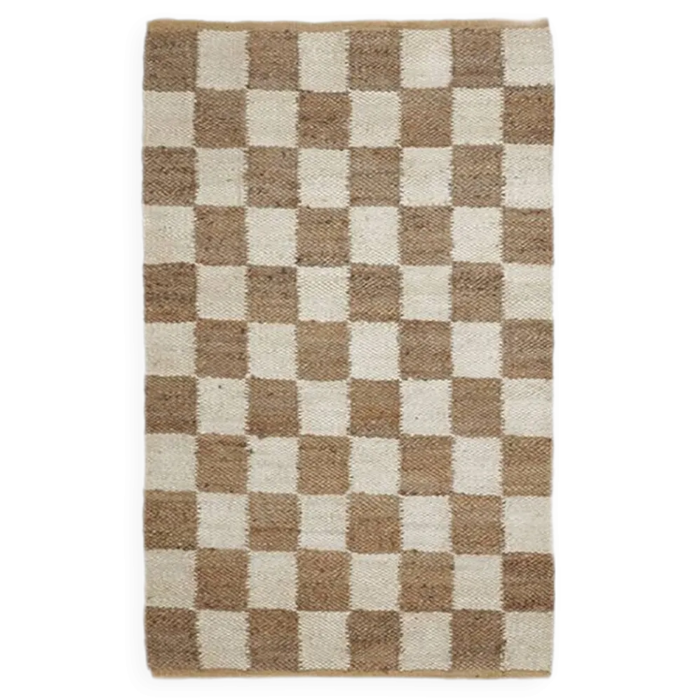 Tapis à carreaux en jute