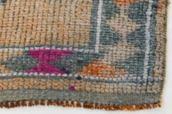 Tapis couloir Oushak vintage fuchsia, en laine turque, 86x341 cm