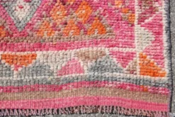 Tapis couloir turc rose vif, tapis vintage boho, 83x353 cm